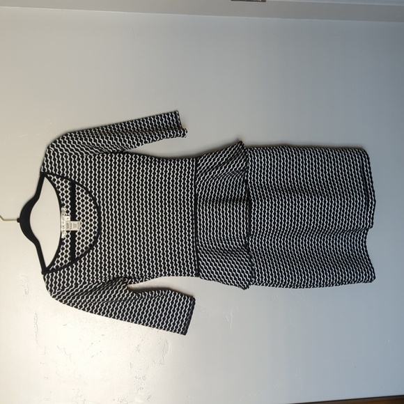 Max Studio‎ Black & White Peplum Midi Pencil Dress Size S - Picture 1 of 4